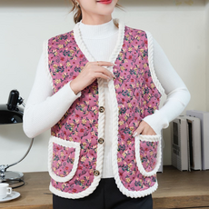 Bidangil Songbun 花卉圖案絎縫保暖背心