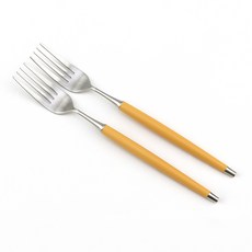 Bogen 韓國製造 Le Bien 緞面餐具 餐叉, 2個, 芥末黃
