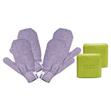 Milino韓國製造搓澡手套 左右手通用 2入 + 積雪草去角質皂組, 2組, 1組, 2