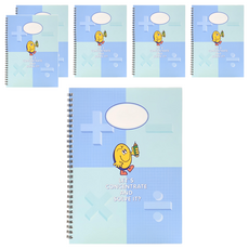 b fancy BKids 小學微笑 4格網格數學筆記本練習冊, 6本, 薄荷藍