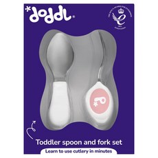 doddL 人體工學兒童學習餐具, 乾燥玫瑰粉, 湯匙 + 叉子, 1組