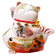 金石工坊 富貴有餘波士桃花貓 招財擺飾 陶瓷工藝 居家裝飾