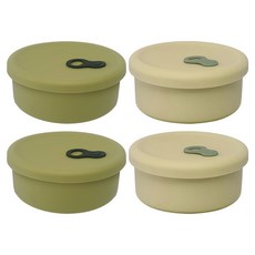 파미레 실리콘 스팀홀 원형 용기 세트, 2세트, 올리브 250ml + 라임 250ml