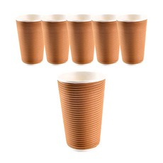 公版 瓦楞橫紋杯 16oz 咖啡, 耐熱90度, 表面瓦楞粗糙面, 25個, 6包