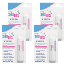 sebamed 施巴嬰兒護唇膏, 含乳木果油，適用於乾燥和敏感的嬰兒嘴唇, 4.8g, 4支