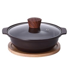 Kitchen Flower 陶瓷電磁爐砂鍋附木質底座套組, 1個, 20cm