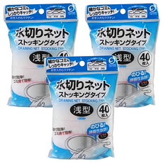 OKAZAKI 水槽濾網過濾袋 淺型 40個入3包, 細密網眼有效過濾殘渣, 彈性佳安裝簡便, 40個, 3包