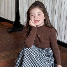 Starbean 兒童可愛波浪紋半高領長袖T恤