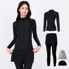 aquatica 女款防曬拉鍊上衣 AQAWZC + 內搭褲短褲 + 彈性泳帽套組