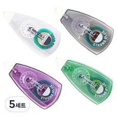 다다 파스텔 양면 풀테이프 4종 세트 8mm x 5m, 그린, 화이트, 퍼플, 그레이, 5세트