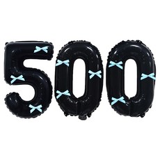 올리브파티 숫자 풍선 + 발레코어 리본 9p 기본 세트, 블랙(숫자풍선500), 블루(리본), 1세트