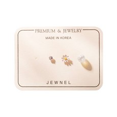 JEWNEL 女款雛菊鋯石珍珠球醫療鋼耳環3件套組