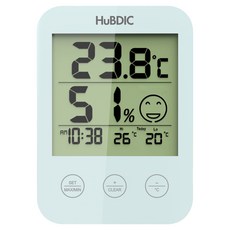HuBDIC 時鐘溫濕度計, 1個, 薄荷綠