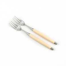 Bogen 韓國製造 Le Bien 緞面餐具 茶叉, 2個, 米色