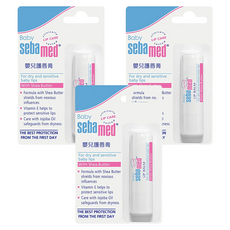 sebamed 施巴嬰兒護唇膏 含乳木果油 適用於乾燥和敏感的嘴唇, 4.8g, 3支