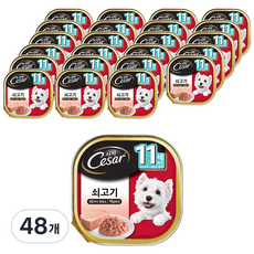 시저 11세 이상 시니어 강아지 주식캔, 소, 100g, 48개