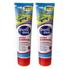 dm Dontodent 兒童牙膏，ZAHNPASTA KINDER BIS 覆盆子，適用於0-6歲幼兒, 100ml, 2袋