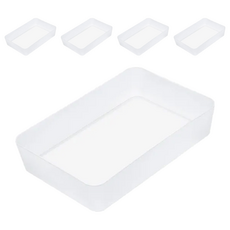 E.dot 無印磨砂櫥櫃抽屜分隔收納盒/置物盒, PP材質, 5個, 方盒 透明