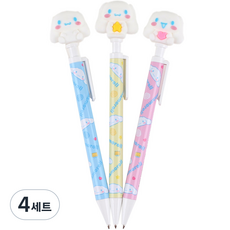 산리오캐릭터즈 시나모롤 피규어 샤프 3종 세트, 0.5mm, 4개