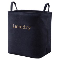 小麥購物 可折疊 大容量棉麻髒衣籃 L219, 藏青色