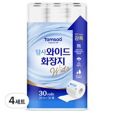 Tamsaa 寬版天然紙漿3層捲筒衛生紙 30m, 30捲, 4套