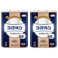 크리넥스 울트라클린 천연펄프 4겹 고급롤화장지, 25m, 30개입, 2개