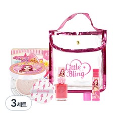 Little Bling Kid's Star Goddess 粉色小袋套組 A, 日常防曬霜 + 指甲環 (極光粉) + 潤唇膏 (粉) + 粉紅色小袋, 3組