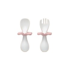 CherChouChou 嬰兒矽膠湯匙叉子組 第2階段, 白色, 1組