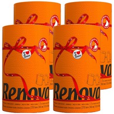 Renova 廚房紙巾 橘色, 120張, 4捲