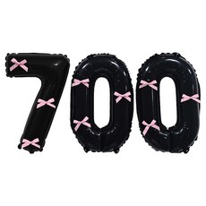 올리브파티 숫자 풍선 + 발레코어 리본 9p 기본 세트, 블랙(숫자풍선700), 핑크(리본), 1세트