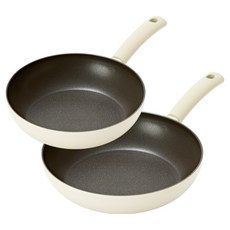 Silvat 韓國製 純 IH電磁爐適用平底鍋 2件組, 象牙白, 1套, 24公分平底鍋 + 28公分平底鍋