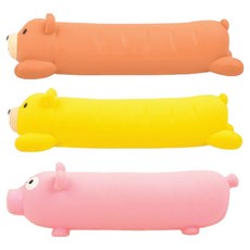 멍냥 반려동물 소시지 라텍스 삑삑이 장난감 3종 세트, 옐로우곰, 브라운곰, 핑크돼지, 1세트