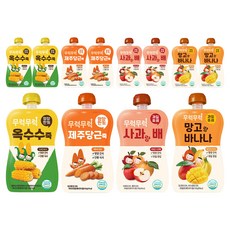 2ucareS 孩童粥蔬果泥 4種組, 玉米口味+紅蘿蔔口味+蘋果水梨口味+芒果香蕉口味, 3組