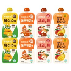 2ucareS 孩童粥蔬果泥 4種組, 玉米口味+紅蘿蔔口味+蘋果水梨口味+芒果香蕉口味, 2組