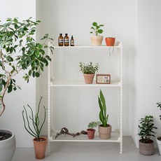 아임랙 녹방지 화분 슬림랙 800 x 400 x 1200 mm + ㄷ자 보강대 + 휨방지 보강대 2p 세트, 크림 화이트, 2단