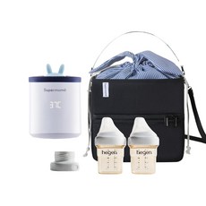 Super mama 寵愛寶寶經典禮組合, 含hegen奶瓶, 溫奶器, 保冷袋, 混色, 1組