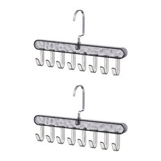 SP SAUCE 省空間8連勾吊帶衣架, PET樹脂+不鏽鋼掛勾, 透明/透明灰色, 2個