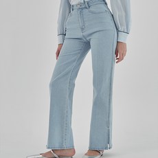 아틀리에나인 여성용 사이드 슬릿 일자핏 데님 팬츠 S-PT-5114