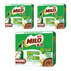 MILO 美祿 巧克力麥芽飲品, 雙倍牛奶 2X高鈣, 含優質蛋白 活力B群 無添加香料 色素 防腐劑, 30g, 10入, 3盒