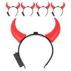 PARTYHAE LED發光紅魔鬼髮箍, 紅色