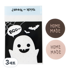 황씨네도시락 접착할로윈 블랙미니 유령 쿠키봉투 + 스티커 홈메이드 크라 초코, 30개입, 3세트