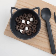 Nineware 貓咪造型迷你麥片碗, 灰色, 1個