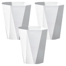 鑽石面垃圾桶, 塑膠材質, 多種用途, 大(29.5 x 15.4 x 21.3cm), 石灰白, 3個