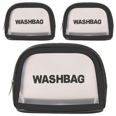 FANCY LIFE 透明防水化妝包, 黑色, 3個