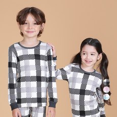 보누맘 아동용 모던체크 폴리후라이스 발열 실내복 상하세트