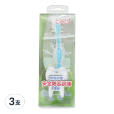 genki bebi 元氣寶寶 二階段軟質安全防吞訓練牙刷, LB-53110, 1入, 3支