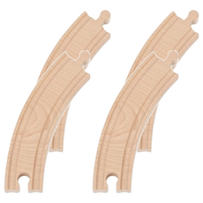 Mentari 長彎型軌道配件 輕質硬木 橡膠木 台灣零件, 木色軌道, 1組
