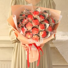 센트바스켓 비누꽃 장미 돈 꽃다발 20송이, 그라데이션레드, 1개