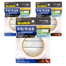 3M Scotch 廚房浴室用泡棉雙面膠帶 18mm x 3m, 3個
