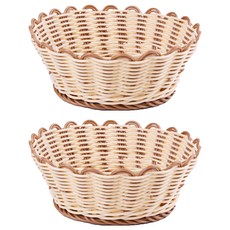 LIVING DUO 雙色基本款圓形藤編籃, 象牙白, 2個